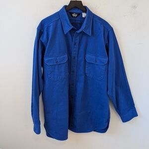 VTG Woolrich Blue Heavyweight Flannel Long Sleeve Button Up Shirt Shacket XXL